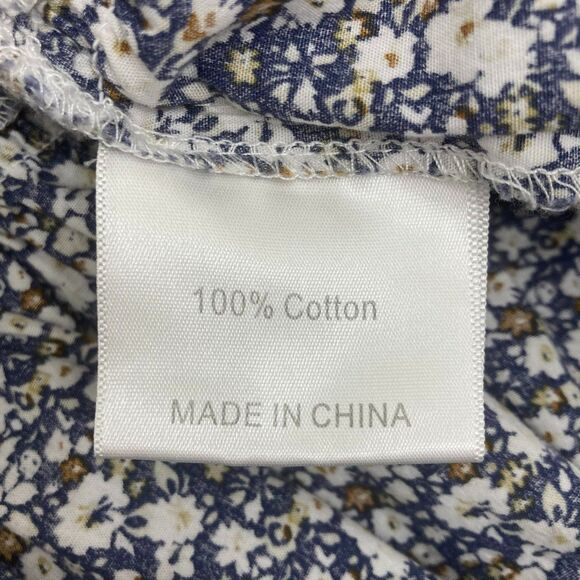 O.P.T. Cara Smocked Tiered Midi Dress Blue White Floral Small Cottagecore Boho - Picture 12 of 13